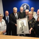 ESSEX COUNTY EXECUTIVE DIVINCENZO DEDICATES PHOTO OF FIRST POLICE ACADEMY DIRECTOR IN LOBBY OF ESSEX COUNTY POLICE ACADEMY Henry T. Lyons was a Driving Force to have Academy Built in 1975